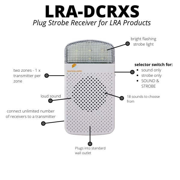LRA DCRXS Callouts LRA-DCRXS Plugin Chime Receiver with Flashing Strobe Light Callout Features