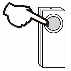 LRA PBTX- Simple ilustration showing finger pushing the button on the push button