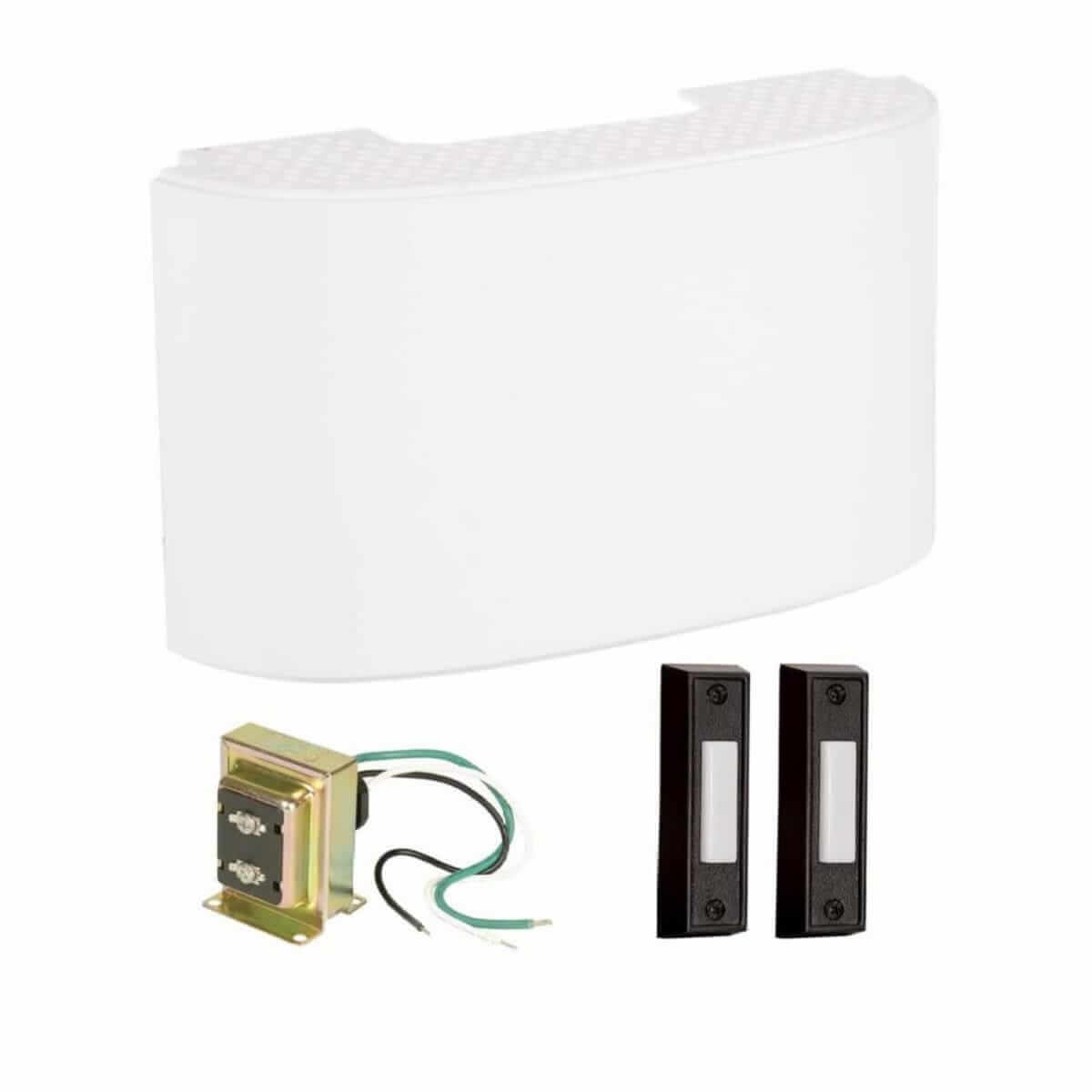 CK2001-W Craftmade Curved Chime With White Finish ANd Two Black Push Buttons