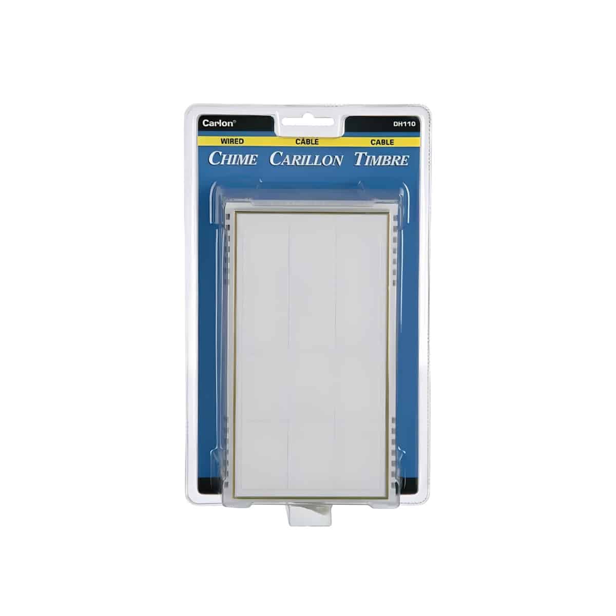 DH110 Carlon Rectangular Wired Chime White With Gold Trim in Packaging