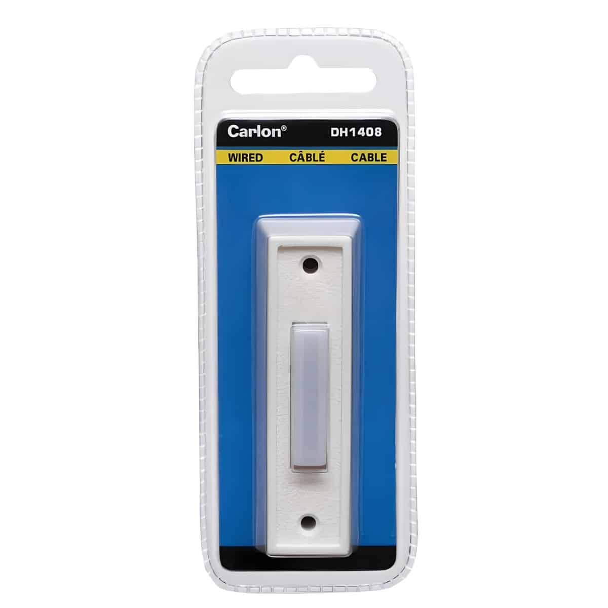 DH1408L Simple White Plastic Lighted Doorbell Button in Packaging