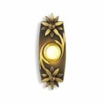 DH1641L Brass Lighted Doorbell Button With Florals on Top and Bottom