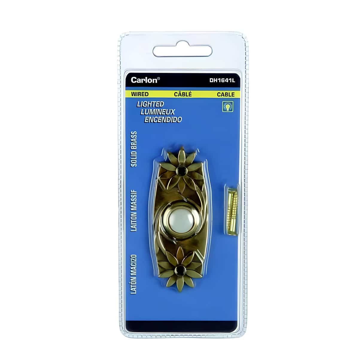 DH1641L Brass Lighted Wired Button Package