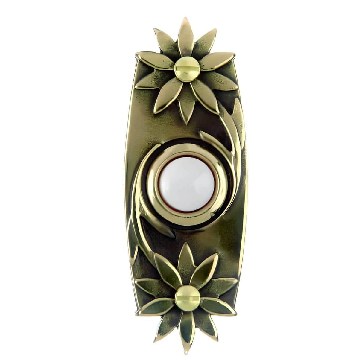 DH1641L Aged Brass Lighted Wired Button with Floral Design