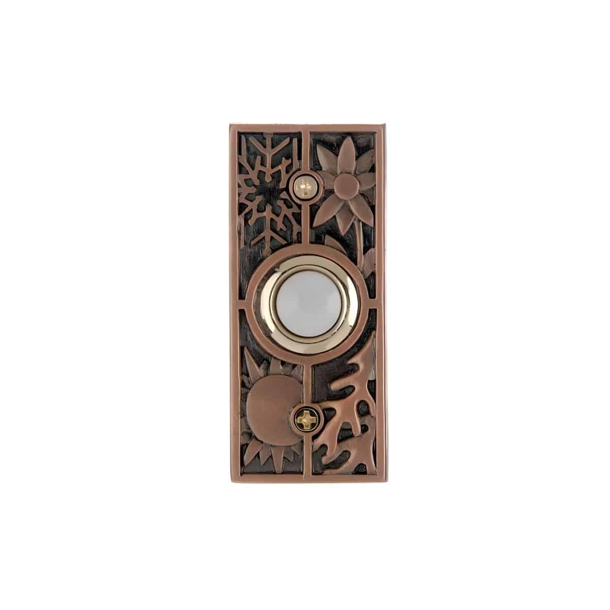 DH1695L Craftsman Wired Doorbell Button With Stamped Leaf Design