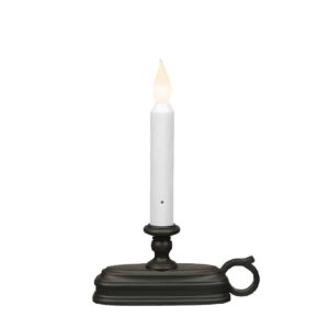 FPC1525ABZ Battery Powered Flameless LED Window Candle W/ White Flame in Aged Bronze Base