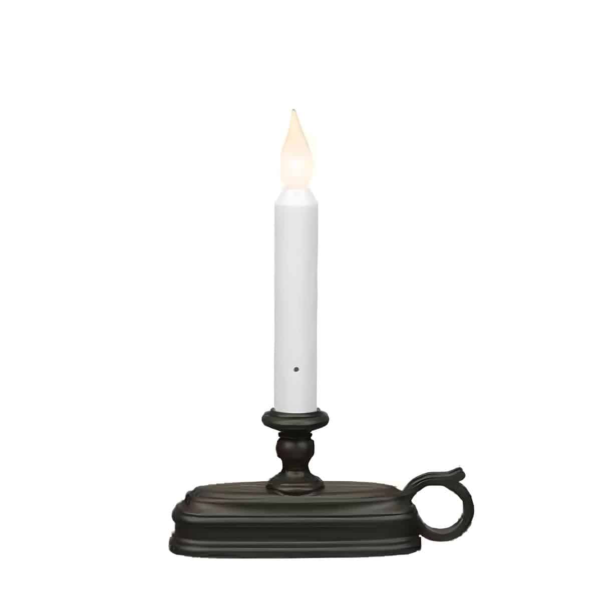FPC1525ABZ Battery Powered Flameless LED Window Candle W/ White Flame in Aged Bronze Base