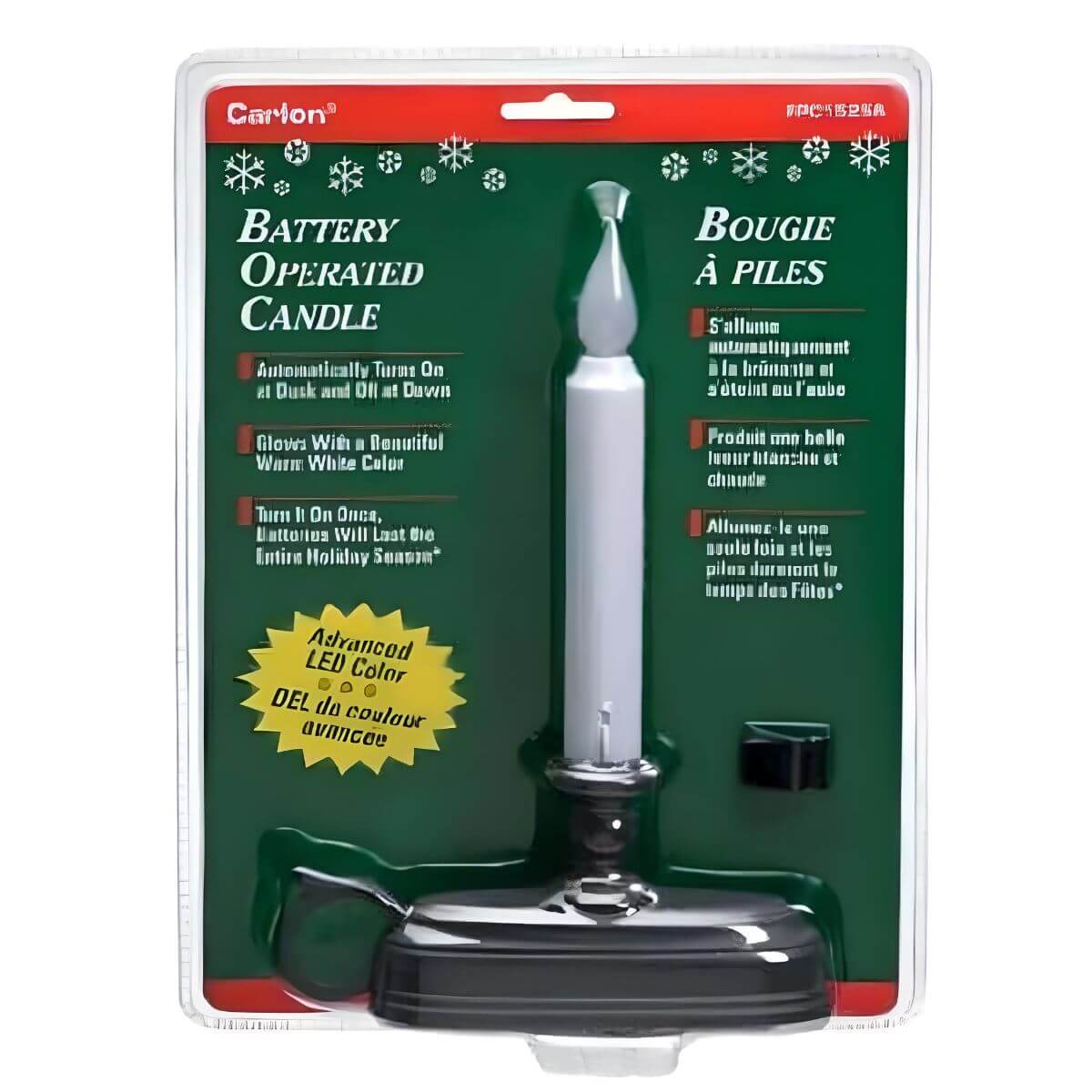 FPC1525ABZ Single Tier LED Window Candle W/ White Flame in Aged Bronze Base in Packaging