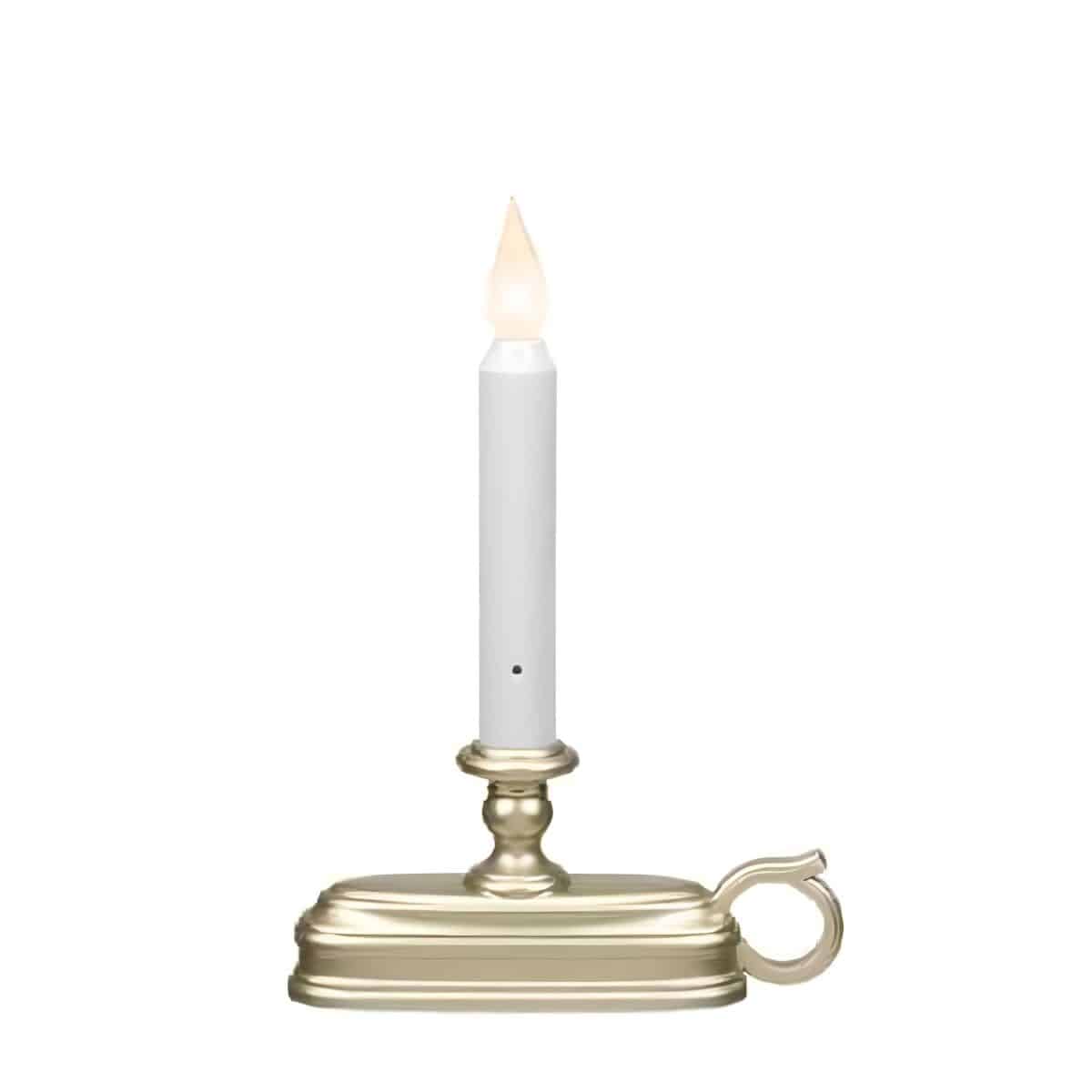 FPC1525B Single Tier Flameless LED Window Candle W/ White Flame in Aged Platinum Base
