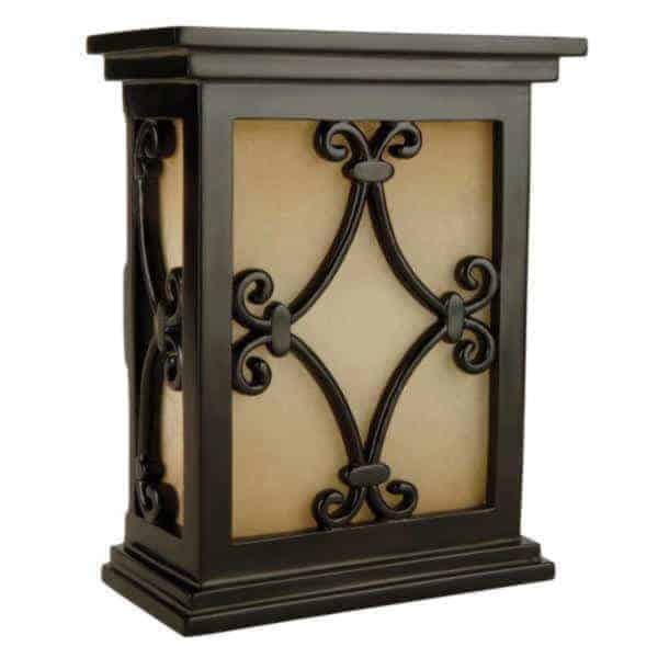 Hand Carved Scroll Doorbell With Tea Stained Glass Ch1515 Bk V 1 1