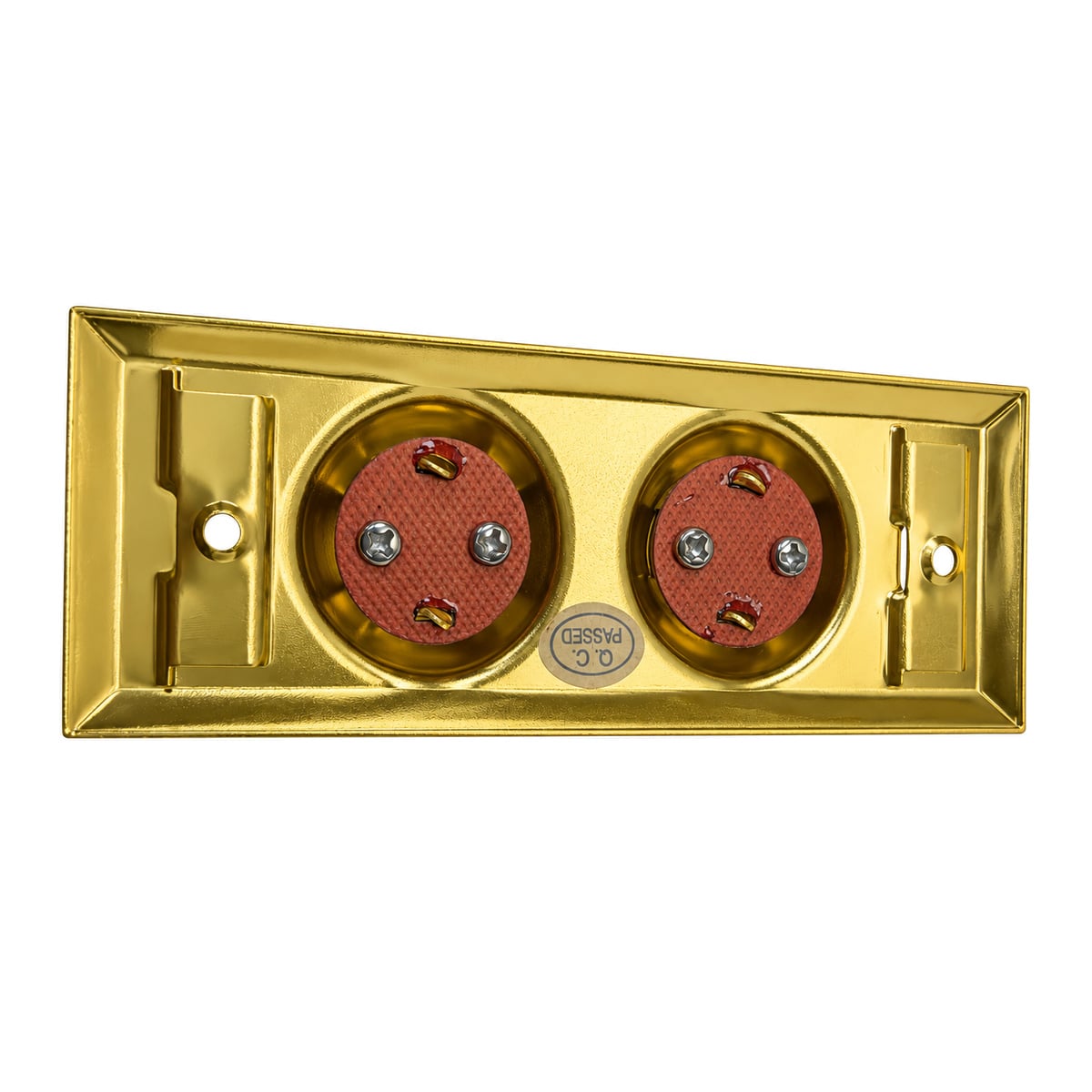 Back of the Lee Electric BC203 showing two separate screw-terminal contacts, one for each button
