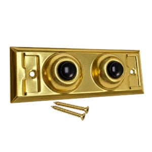 Lee Electric BC203 brass two-button doorbell plate with the two included brass mounting screws