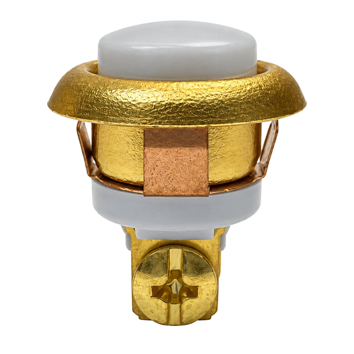 Side view of the Lee Electric BC205B showing the gold rim, the spring retaining tabs and the rear screw terminal