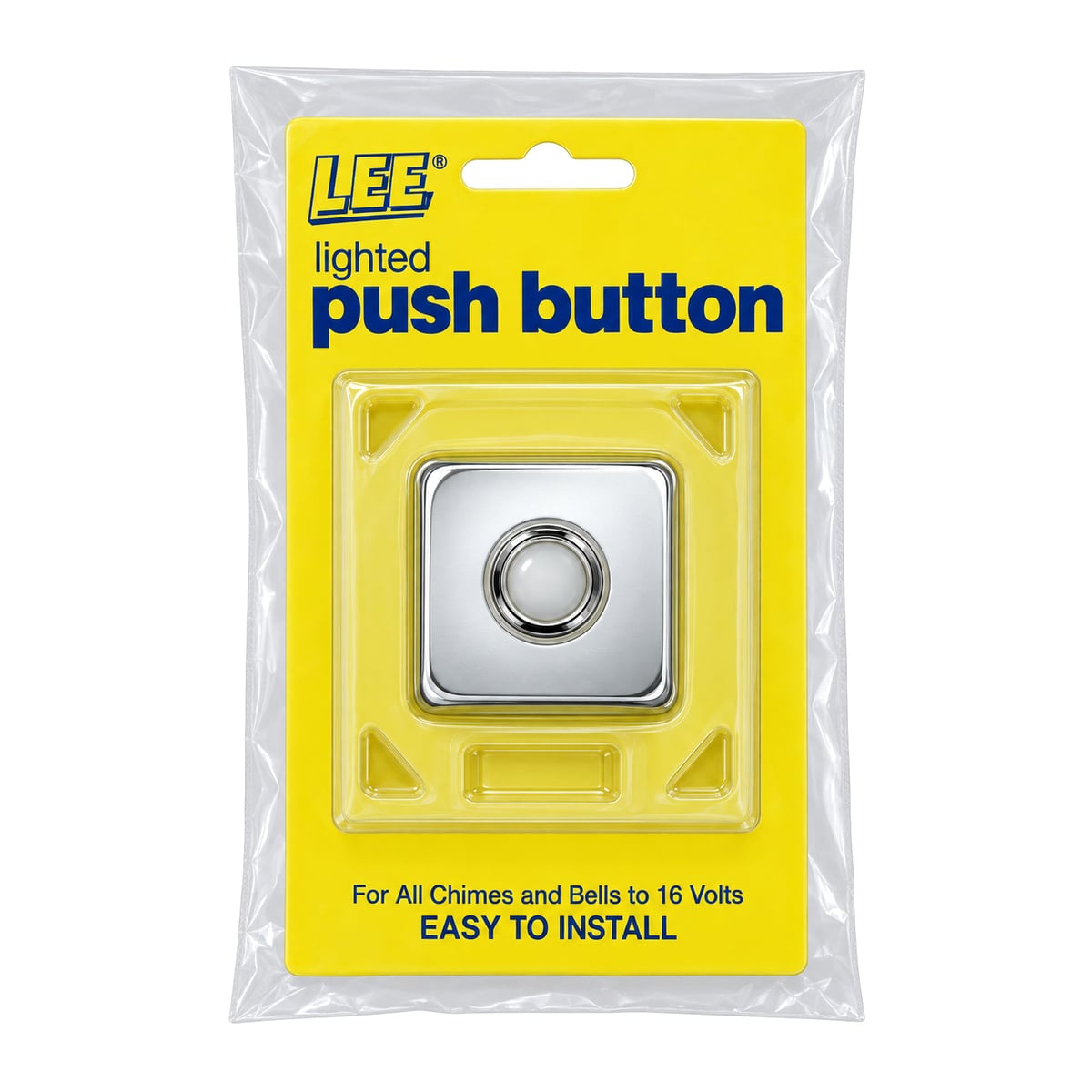 Lee Electric BC264LC in its retail package, labeled lighted push button for all chimes and bells to 16 volts