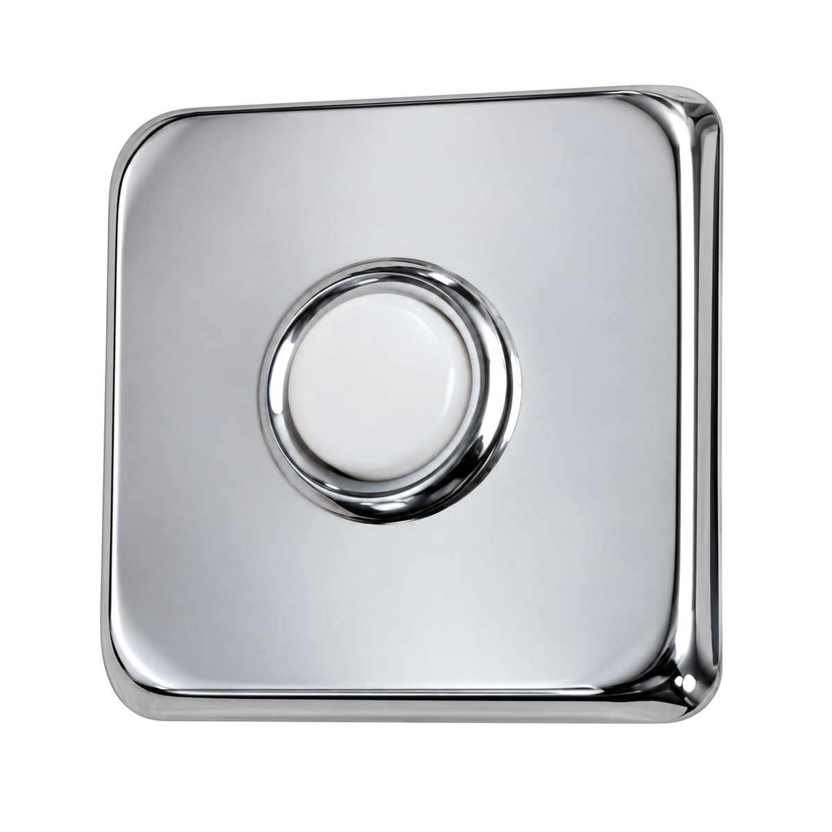 Angled view of the Lee Electric BC264LC showing the shallow chrome cover and raised button ring