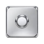 Lee Electric BC264LC square polished chrome lighted doorbell button, front view with white center button