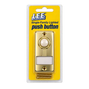 Lee Electric BC267LG in its retail package, labeled single-family lighted push button