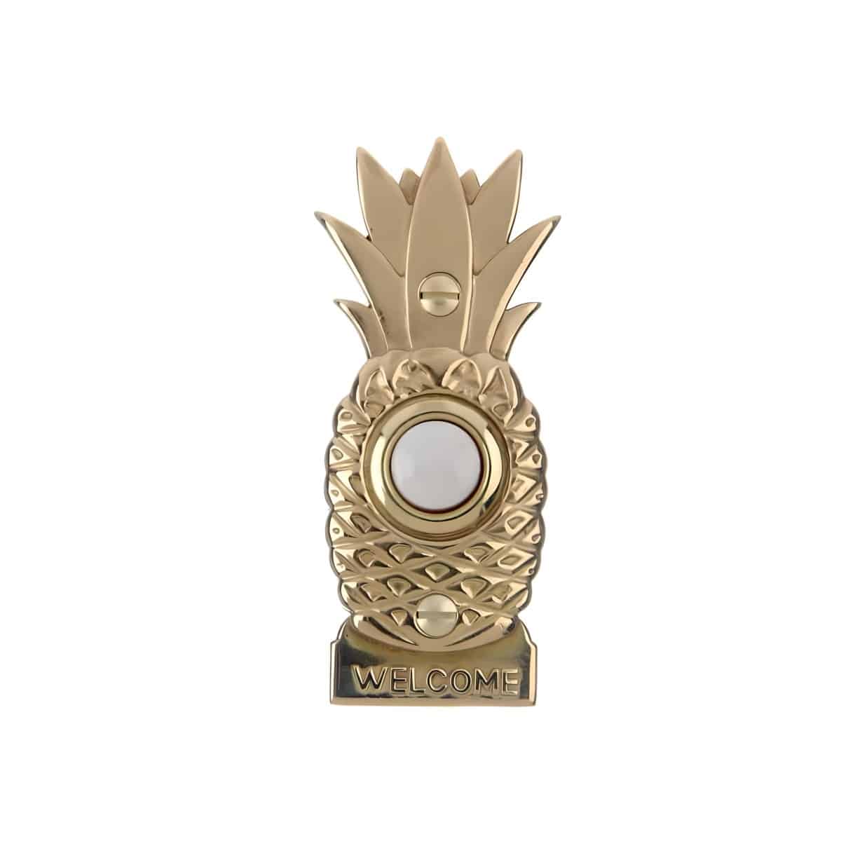 PB1670 Pineapple Shaped Lighted Wired Doorbell Button Available in Brushed Brass
