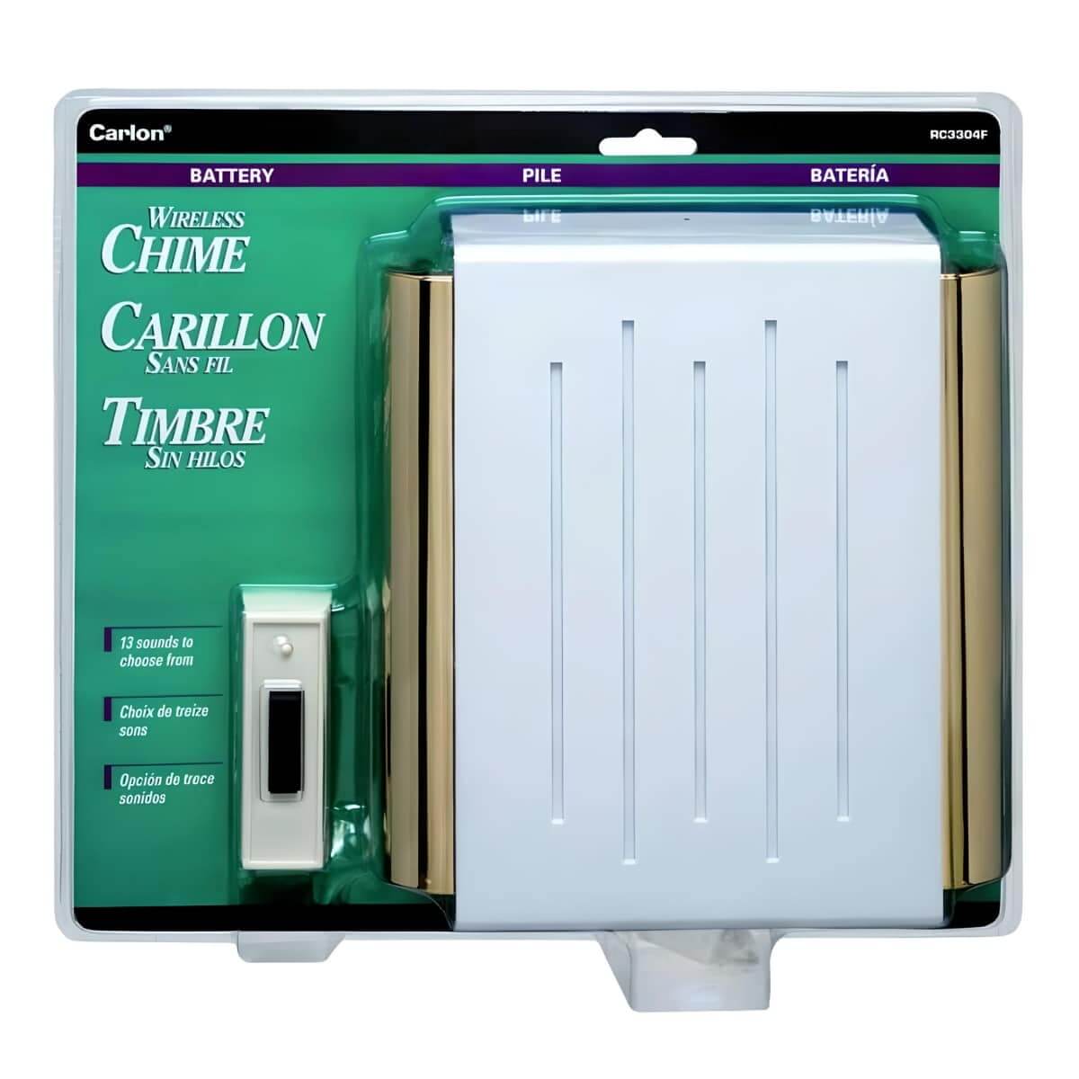 RC3304F Wireless Battery Powered Door Chimes Stylish White Package