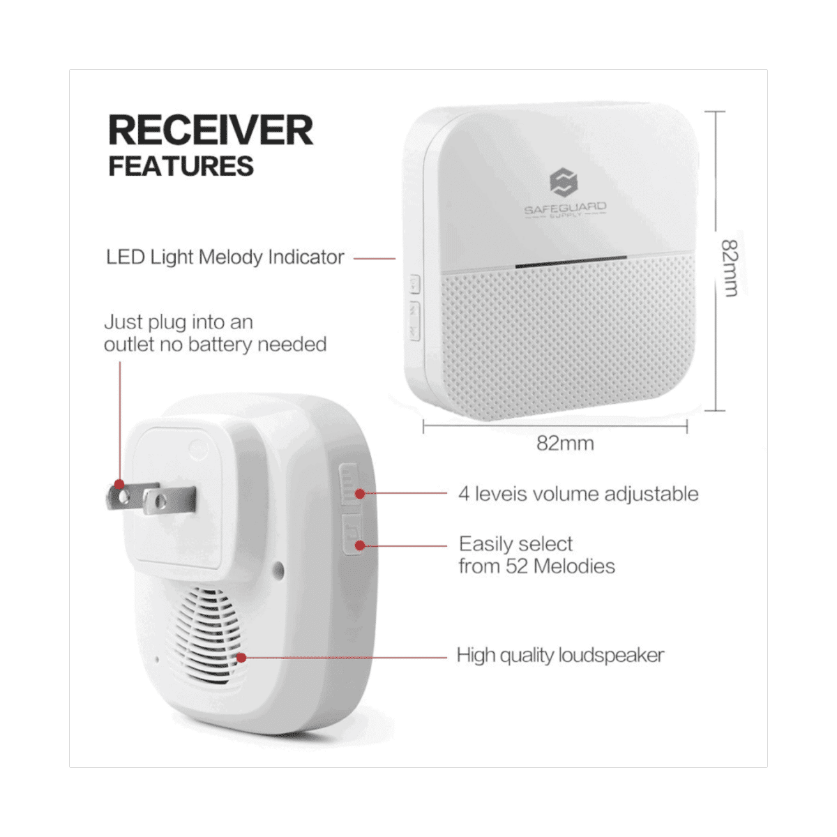 SS135 Wireless Plugin Receiver Dimensions Diagram
